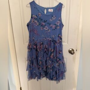 Justice Blue Floral Layered Kids Dress